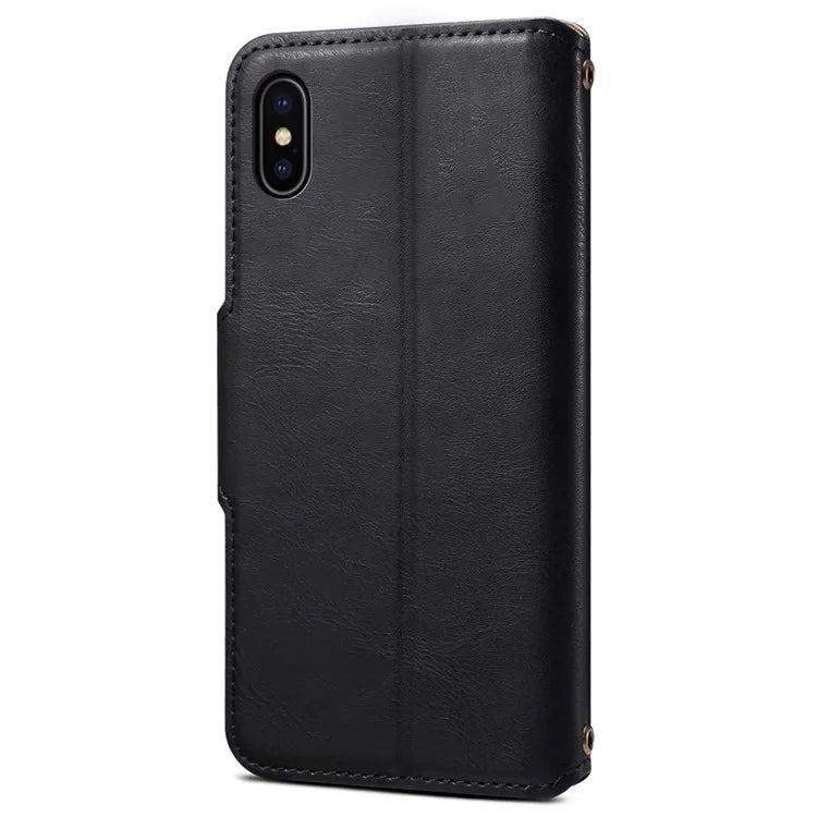 DENIOR For iPhone X / XS 5.8 inch Case Card Slots Cowhide Texture Phone Cover