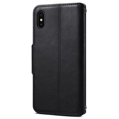 DENIOR For iPhone X / XS 5.8 inch Case Card Slots Cowhide Texture Phone Cover