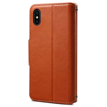 DENIOR For iPhone X / XS 5.8 inch Case Card Slots Cowhide Texture Phone Cover