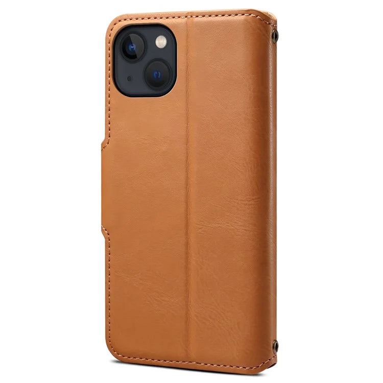 DENIOR For iPhone 13 6.1 inch Case Leather Drop-resistant Phone Cover with Magnetic Closure