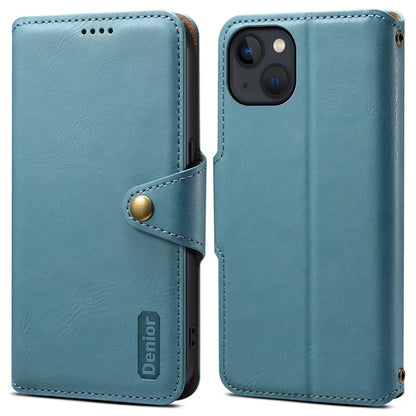 DENIOR For iPhone 13 6.1 inch Case Leather Drop-resistant Phone Cover with Magnetic Closure