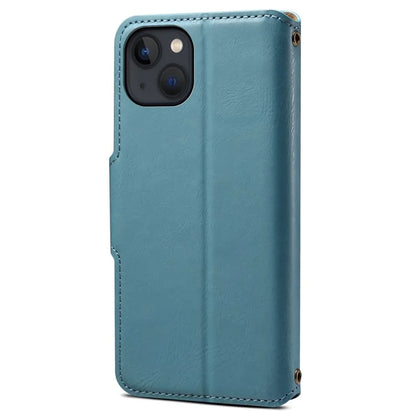 DENIOR For iPhone 13 6.1 inch Case Leather Drop-resistant Phone Cover with Magnetic Closure