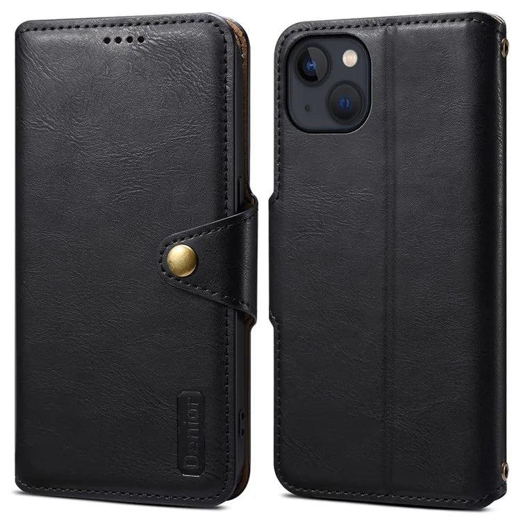 DENIOR For iPhone 13 6.1 inch Case Leather Drop-resistant Phone Cover with Magnetic Closure
