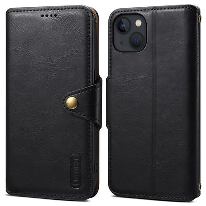DENIOR For iPhone 13 6.1 inch Case Leather Drop-resistant Phone Cover with Magnetic Closure