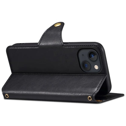 DENIOR For iPhone 13 6.1 inch Case Leather Drop-resistant Phone Cover with Magnetic Closure