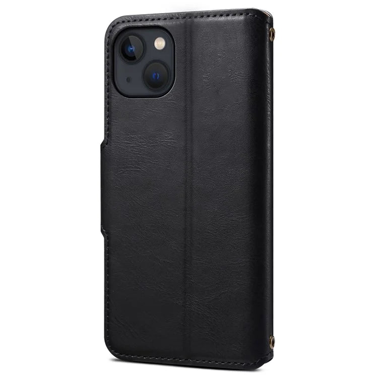 DENIOR For iPhone 13 6.1 inch Case Leather Drop-resistant Phone Cover with Magnetic Closure
