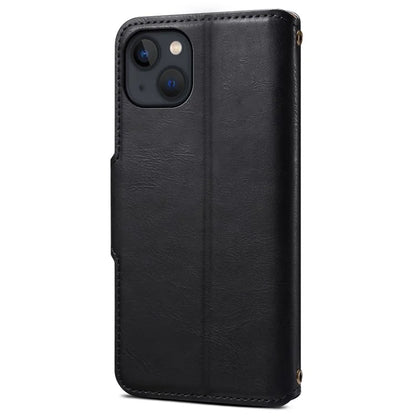 DENIOR For iPhone 13 6.1 inch Case Leather Drop-resistant Phone Cover with Magnetic Closure