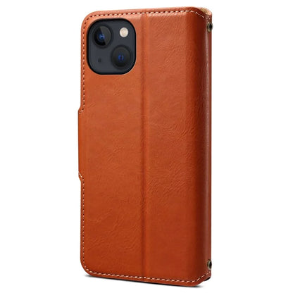 DENIOR For iPhone 13 6.1 inch Case Leather Drop-resistant Phone Cover with Magnetic Closure