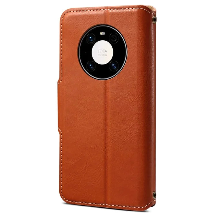 DENIOR For Huawei Mate 40 Pro 4G / Mate 40 Pro 5G Magnetic Phone Case Cowhide Texture Stand Cover