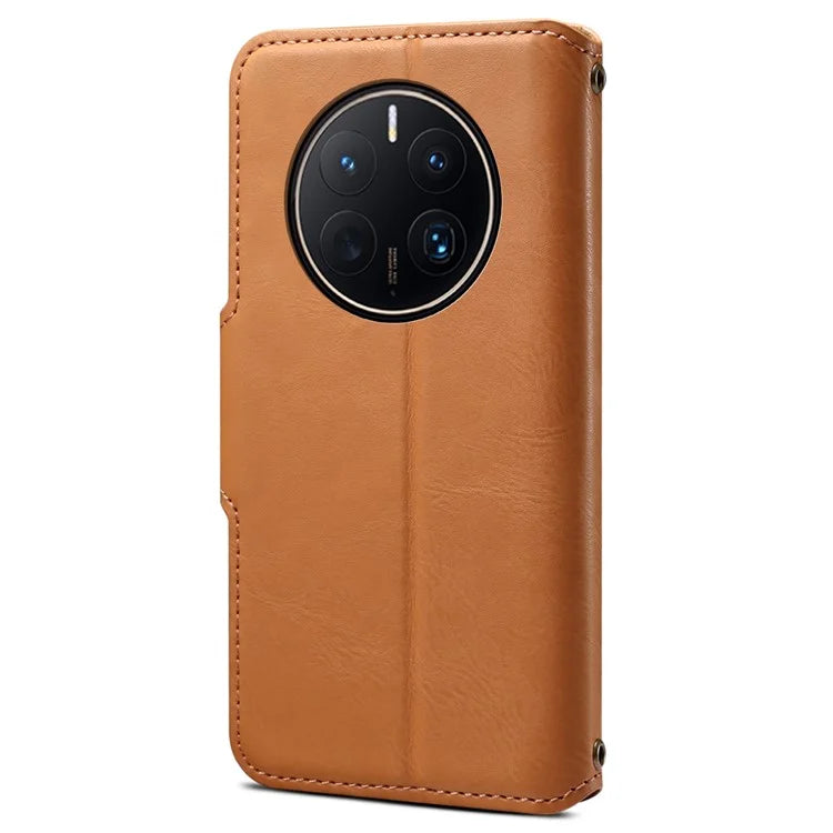 DENIOR For Huawei Mate 50 Pro 4G Wallet Case Cowhide Texture Leather + TPU Phone Cover