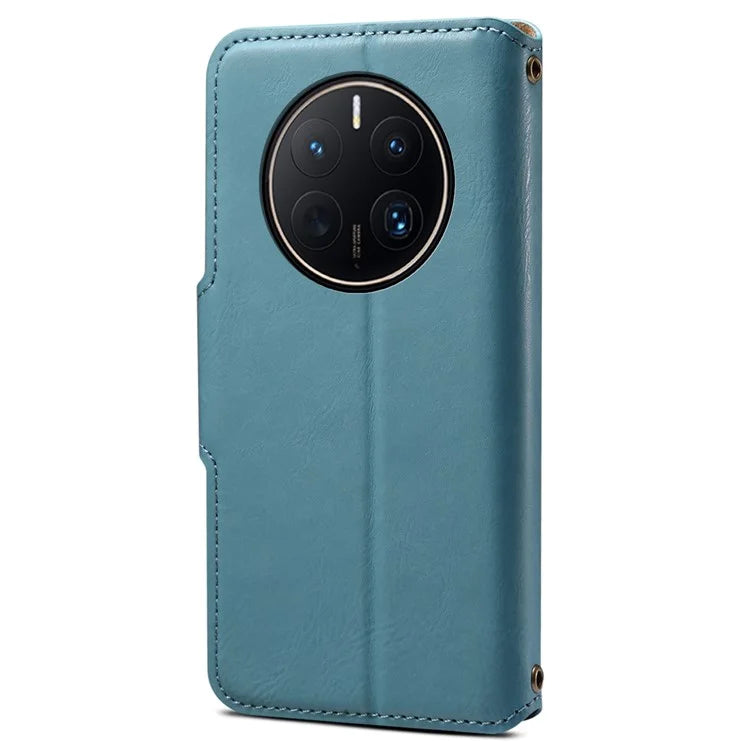 DENIOR For Huawei Mate 50 Pro 4G Wallet Case Cowhide Texture Leather + TPU Phone Cover