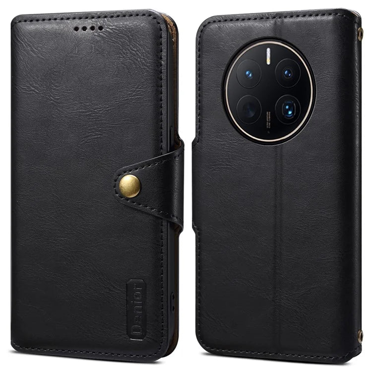 DENIOR For Huawei Mate 50 Pro 4G Wallet Case Cowhide Texture Leather + TPU Phone Cover