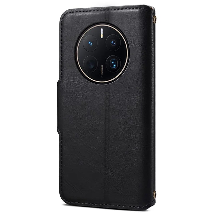 DENIOR For Huawei Mate 50 Pro 4G Wallet Case Cowhide Texture Leather + TPU Phone Cover