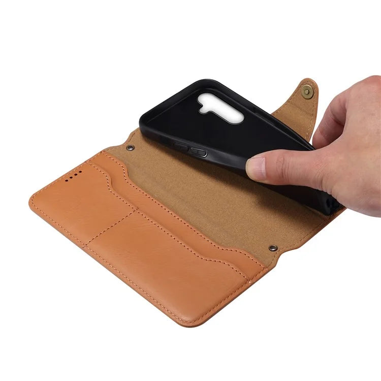 DENIOR For Samsung Galaxy A34 5G Phone Wallet Case Cowhide Texture PU Leather Cover