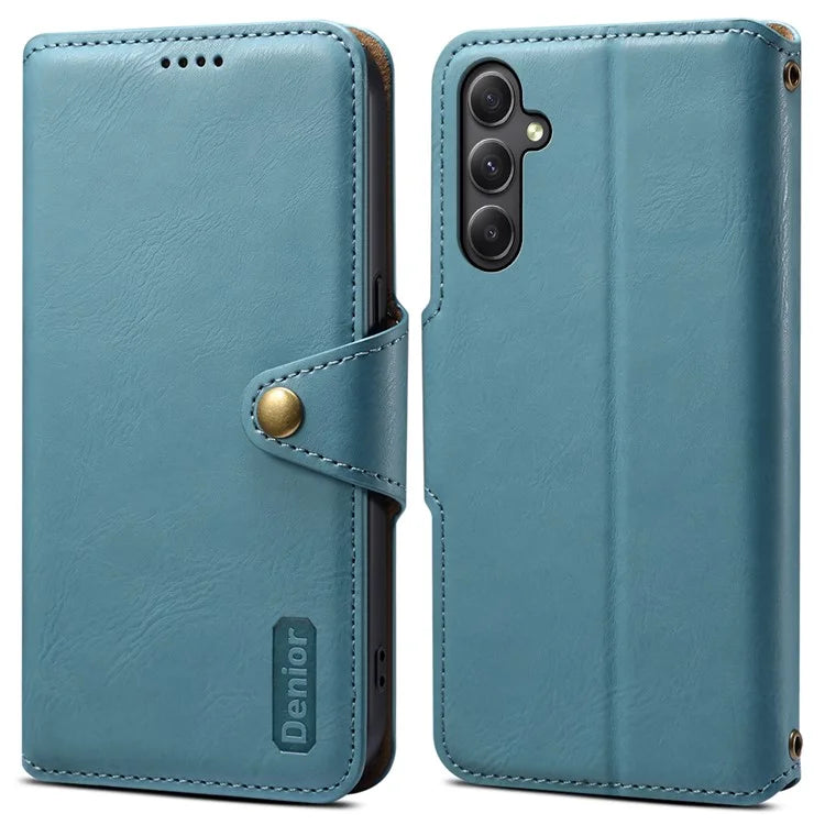 DENIOR For Samsung Galaxy A34 5G Phone Wallet Case Cowhide Texture PU Leather Cover