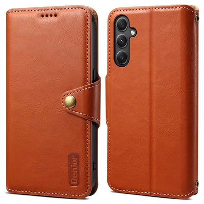 DENIOR For Samsung Galaxy A34 5G Phone Wallet Case Cowhide Texture PU Leather Cover