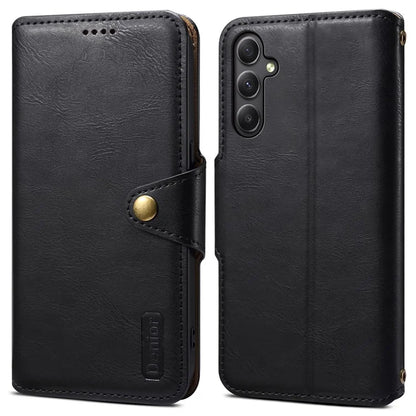 DENIOR For Samsung Galaxy A34 5G Phone Wallet Case Cowhide Texture PU Leather Cover