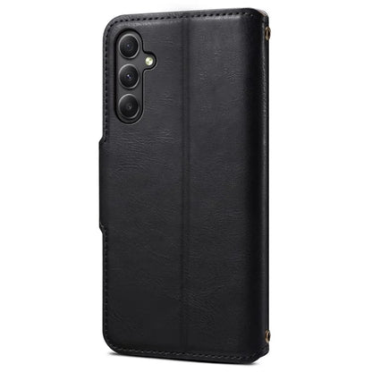 DENIOR For Samsung Galaxy A34 5G Phone Wallet Case Cowhide Texture PU Leather Cover