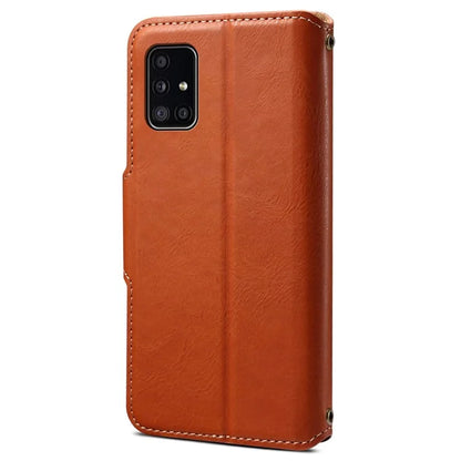 DENIOR For Samsung Galaxy A51 4G SM-A515 Case Leather Phone Cover with Wallet Stand