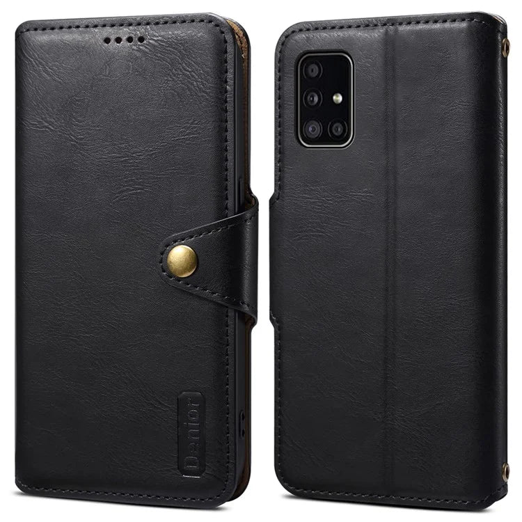 DENIOR For Samsung Galaxy A51 4G SM-A515 Case Leather Phone Cover with Wallet Stand
