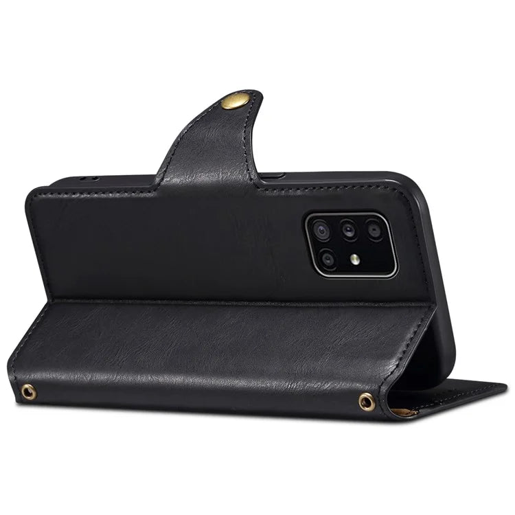DENIOR For Samsung Galaxy A51 4G SM-A515 Case Leather Phone Cover with Wallet Stand