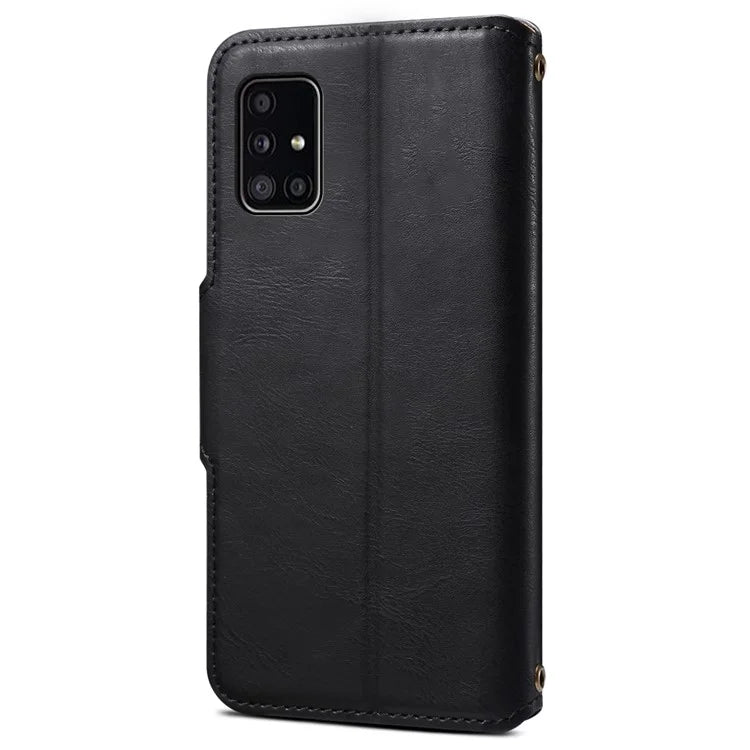 DENIOR For Samsung Galaxy A51 4G SM-A515 Case Leather Phone Cover with Wallet Stand