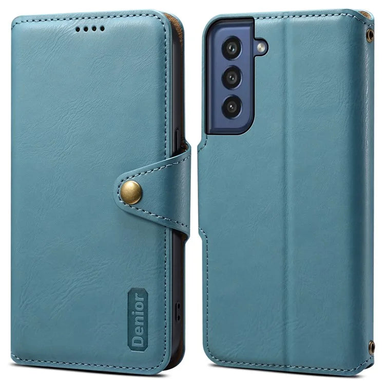DENIOR For Samsung Galaxy S21 FE 5G Case Cowhide Texture Wallet Stand Leather Flip Cover