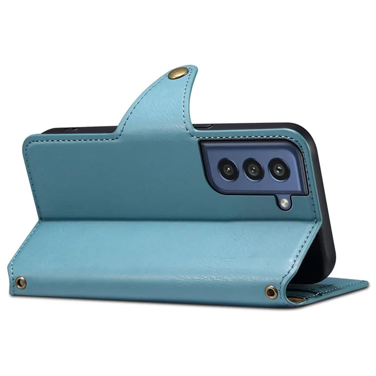 DENIOR For Samsung Galaxy S21 FE 5G Case Cowhide Texture Wallet Stand Leather Flip Cover