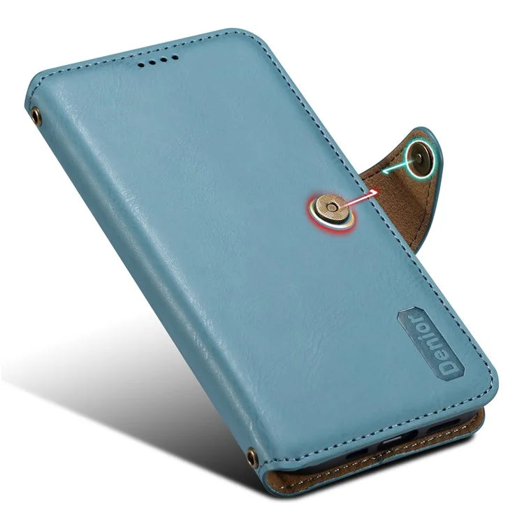 DENIOR For Samsung Galaxy S21 FE 5G Case Cowhide Texture Wallet Stand Leather Flip Cover