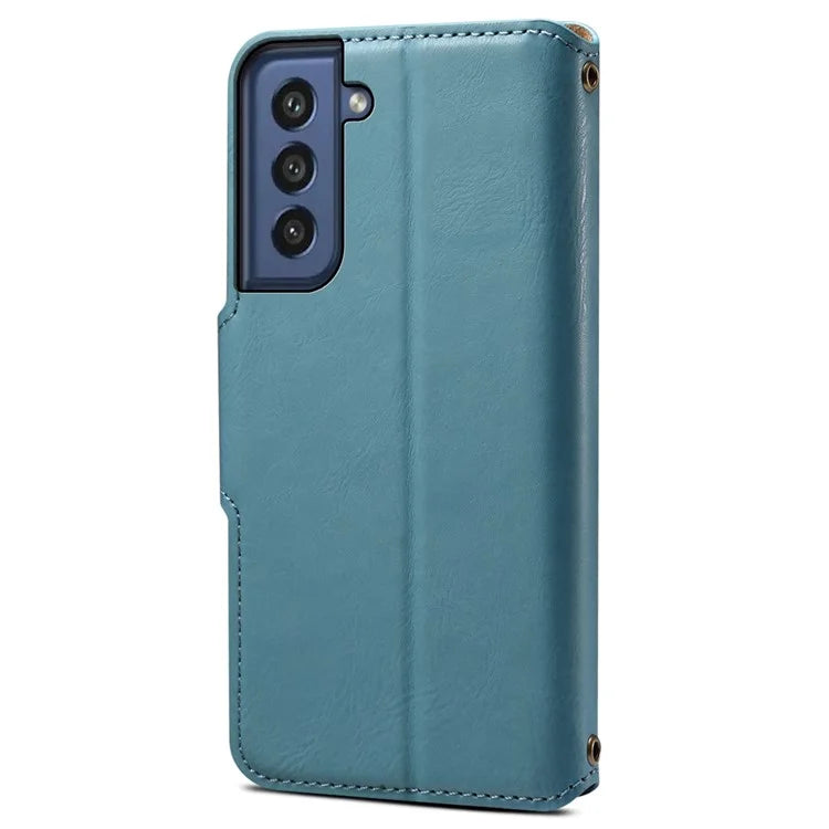 DENIOR For Samsung Galaxy S21 FE 5G Case Cowhide Texture Wallet Stand Leather Flip Cover