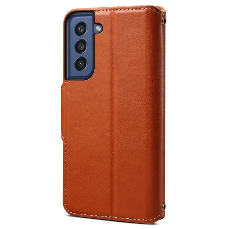 DENIOR For Samsung Galaxy S21 FE 5G Case Cowhide Texture Wallet Stand Leather Flip Cover