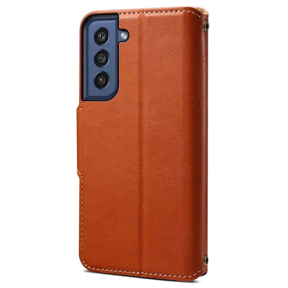 DENIOR For Samsung Galaxy S21 FE 5G Case Cowhide Texture Wallet Stand Leather Flip Cover