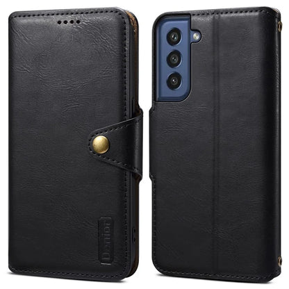 DENIOR For Samsung Galaxy S21 FE 5G Case Cowhide Texture Wallet Stand Leather Flip Cover