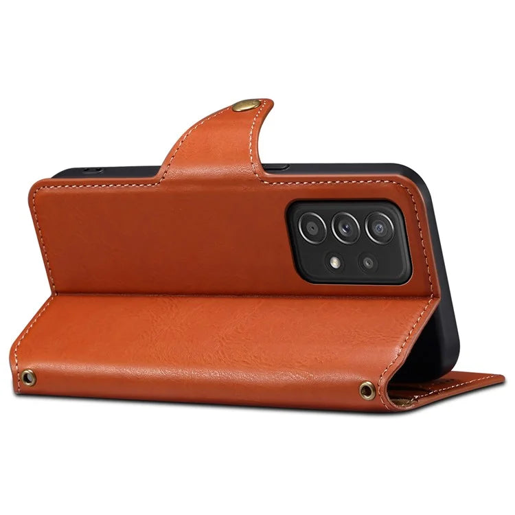 DENIOR For Samsung Galaxy A52 4G / 5G / A52s 5G Leather Phone Case with Wallet Card Slots