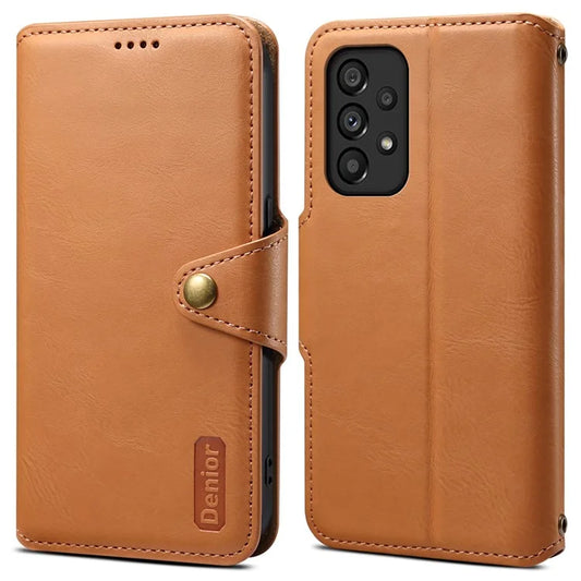 DENIOR For Samsung Galaxy A53 5G Wallet Case Cowhide Texture Phone Cover Folding Stand