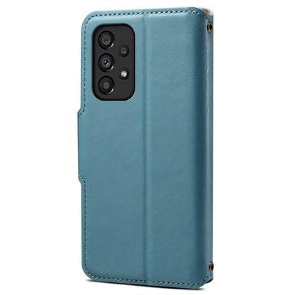 DENIOR For Samsung Galaxy A53 5G Wallet Case Cowhide Texture Phone Cover Folding Stand