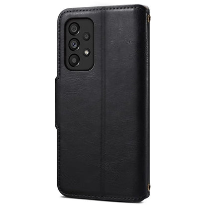 DENIOR For Samsung Galaxy A53 5G Wallet Case Cowhide Texture Phone Cover Folding Stand