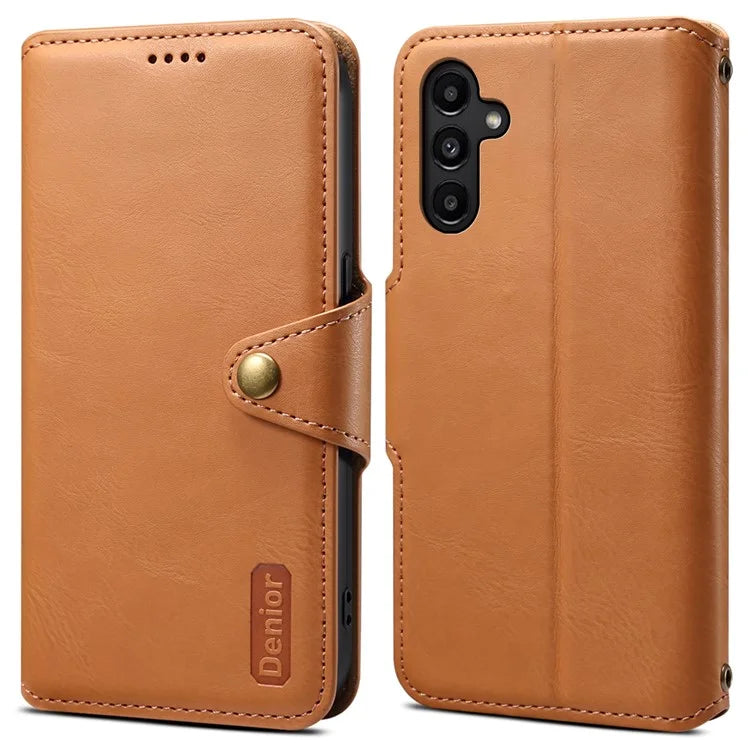 DENIOR For Samsung Galaxy A14 5G Phone Case Wallet Leather + TPU Cover Cowhide Texture