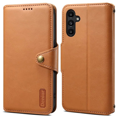 DENIOR For Samsung Galaxy A14 5G Phone Case Wallet Leather + TPU Cover Cowhide Texture