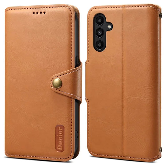 DENIOR For Samsung Galaxy A14 5G Phone Case Wallet Leather + TPU Cover Cowhide Texture