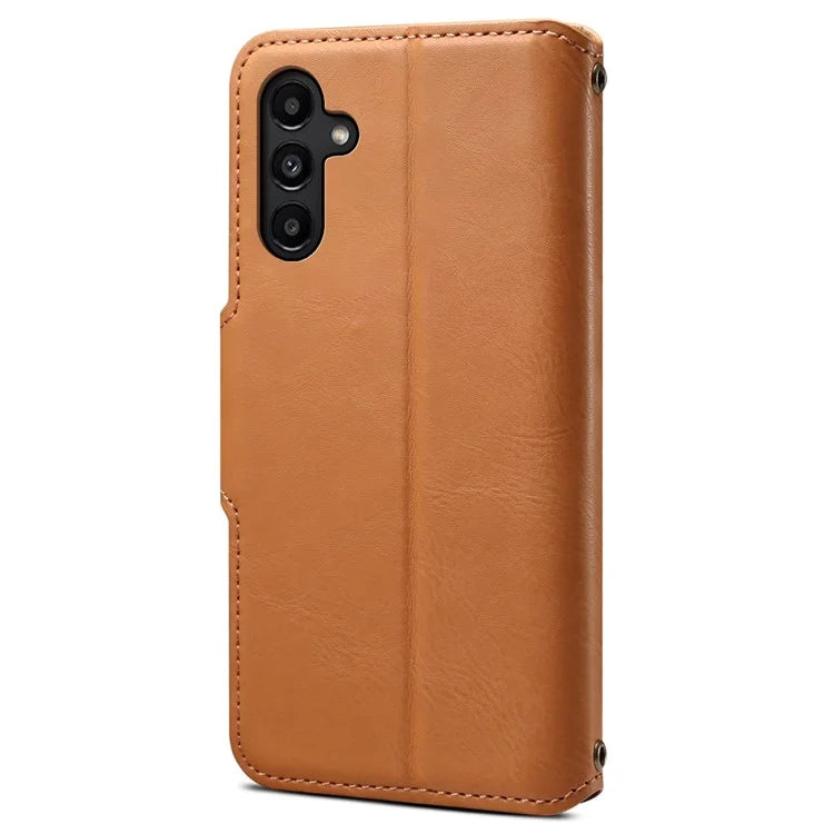 DENIOR For Samsung Galaxy A14 5G Phone Case Wallet Leather + TPU Cover Cowhide Texture