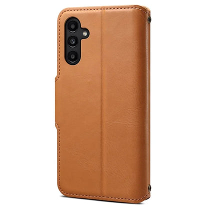 DENIOR For Samsung Galaxy A14 5G Phone Case Wallet Leather + TPU Cover Cowhide Texture