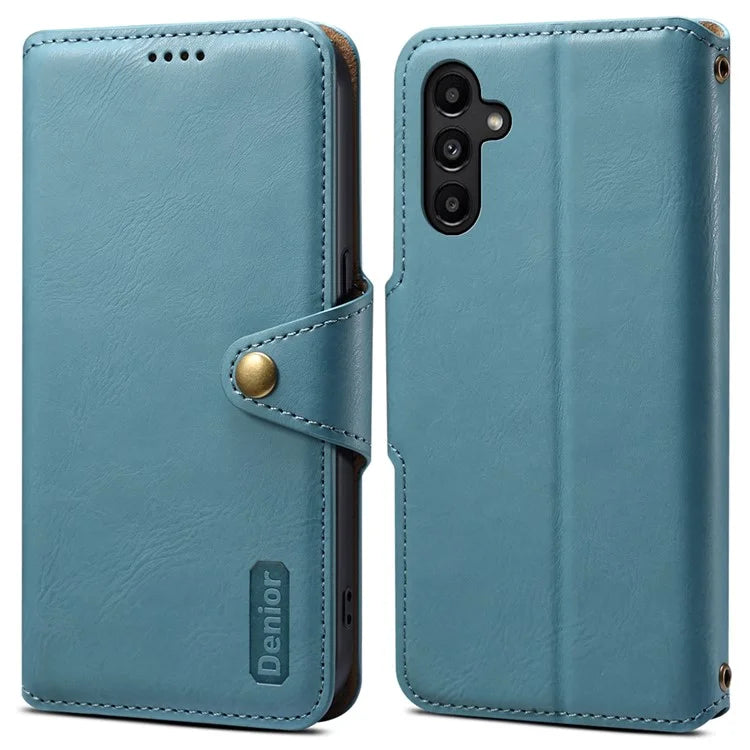 DENIOR For Samsung Galaxy A14 5G Phone Case Wallet Leather + TPU Cover Cowhide Texture