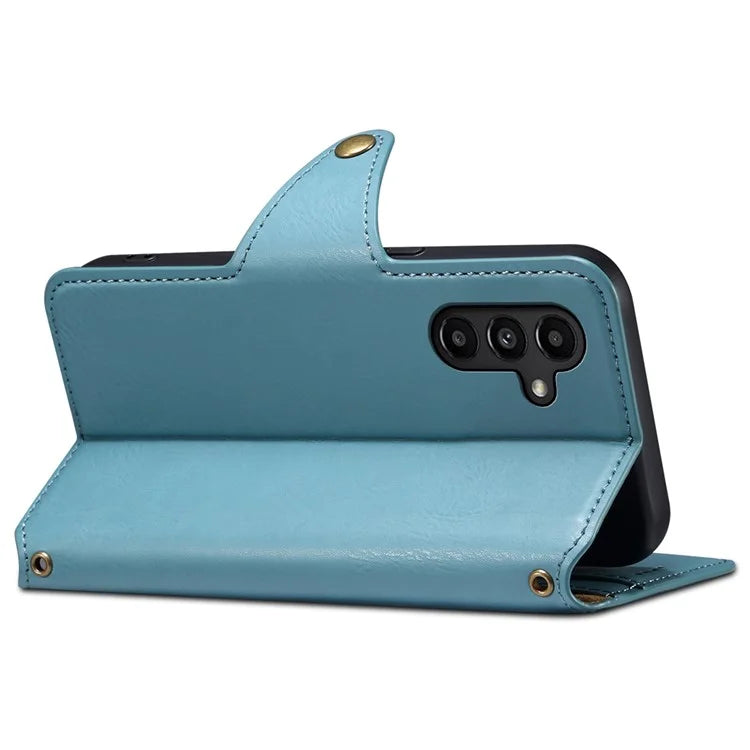 DENIOR For Samsung Galaxy A14 5G Phone Case Wallet Leather + TPU Cover Cowhide Texture
