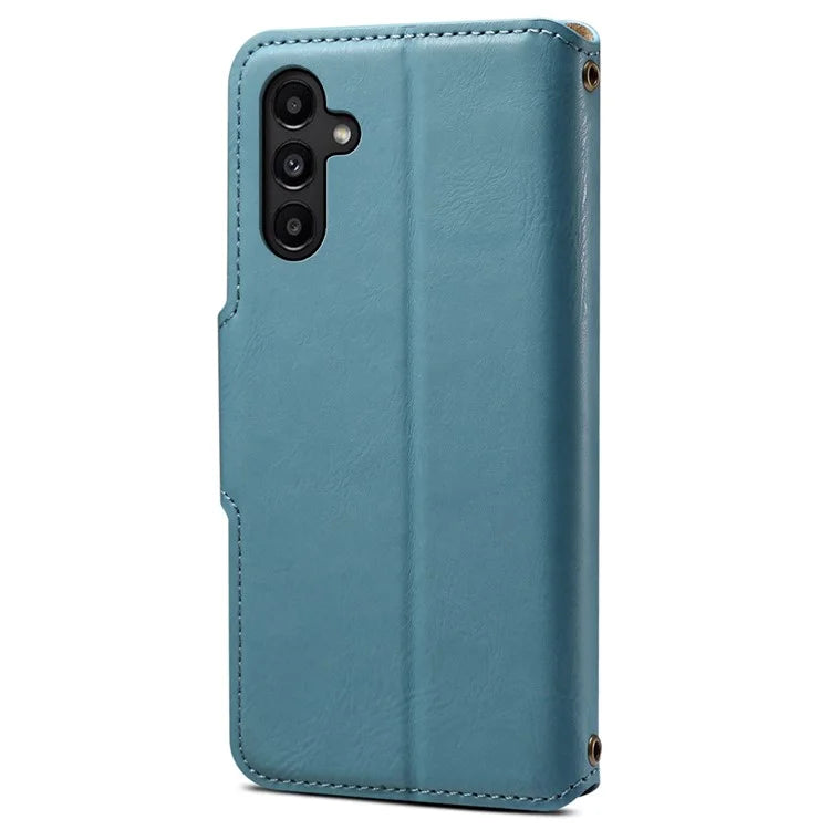 DENIOR For Samsung Galaxy A14 5G Phone Case Wallet Leather + TPU Cover Cowhide Texture