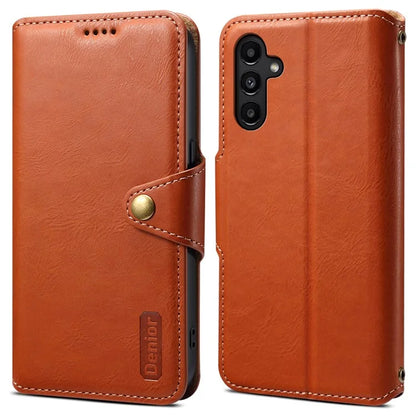 DENIOR For Samsung Galaxy A14 5G Phone Case Wallet Leather + TPU Cover Cowhide Texture
