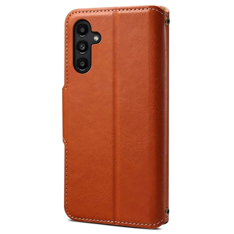 DENIOR For Samsung Galaxy A14 5G Phone Case Wallet Leather + TPU Cover Cowhide Texture