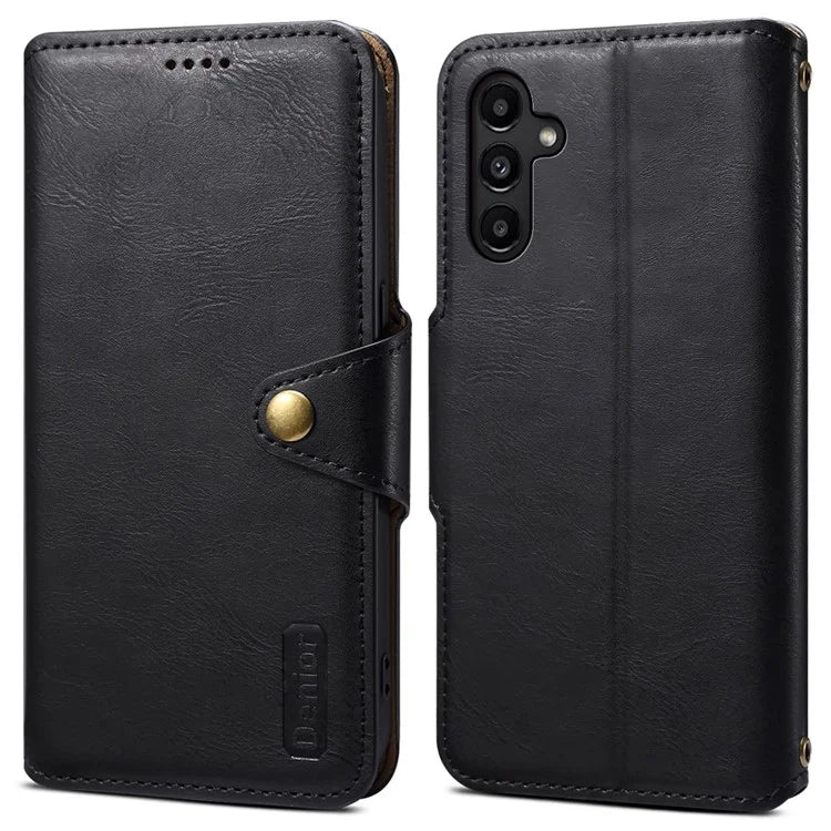 DENIOR For Samsung Galaxy A14 5G Phone Case Wallet Leather + TPU Cover Cowhide Texture