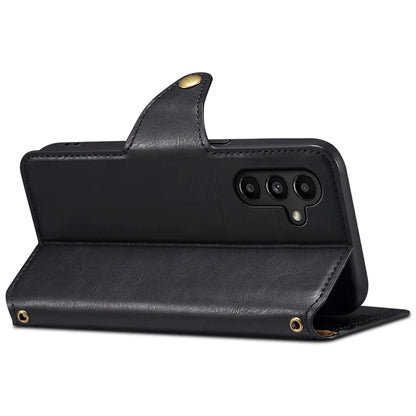 DENIOR For Samsung Galaxy A14 5G Phone Case Wallet Leather + TPU Cover Cowhide Texture