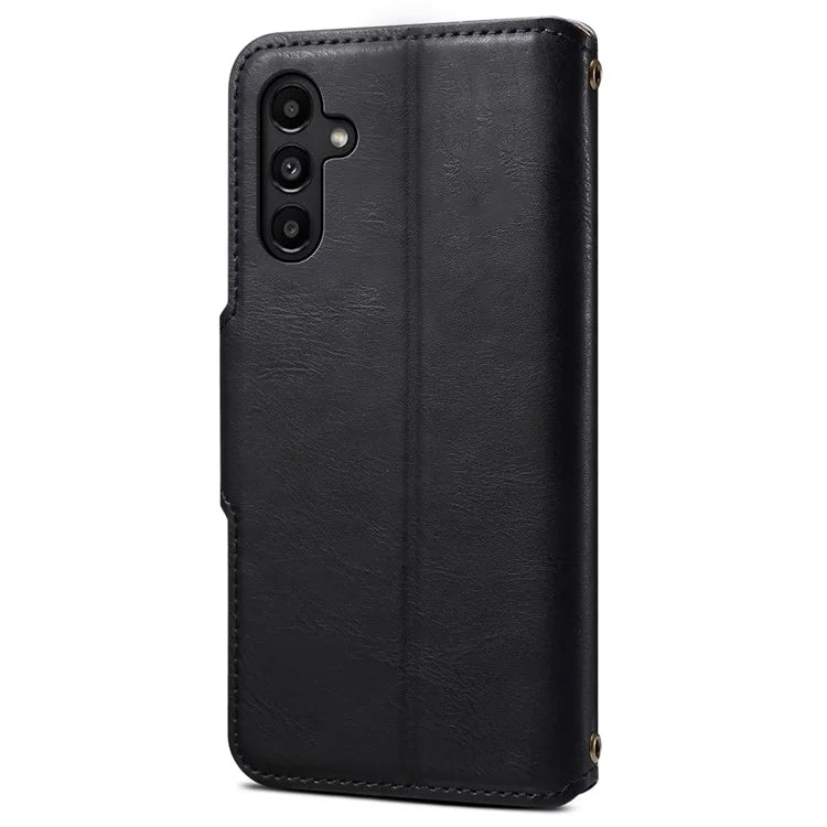 DENIOR For Samsung Galaxy A14 5G Phone Case Wallet Leather + TPU Cover Cowhide Texture